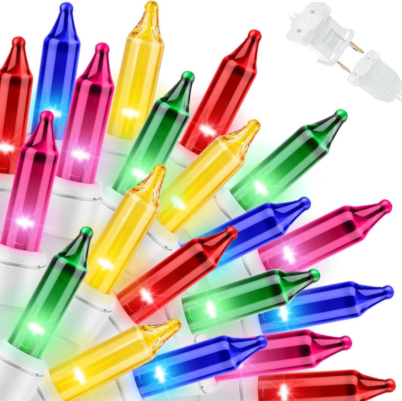 Multicolour Easter Lights 100 Count 19.6 Feet Incandescent Bulb Mini String Lights for Indoor Easter Party Festival Decoration, White Wire